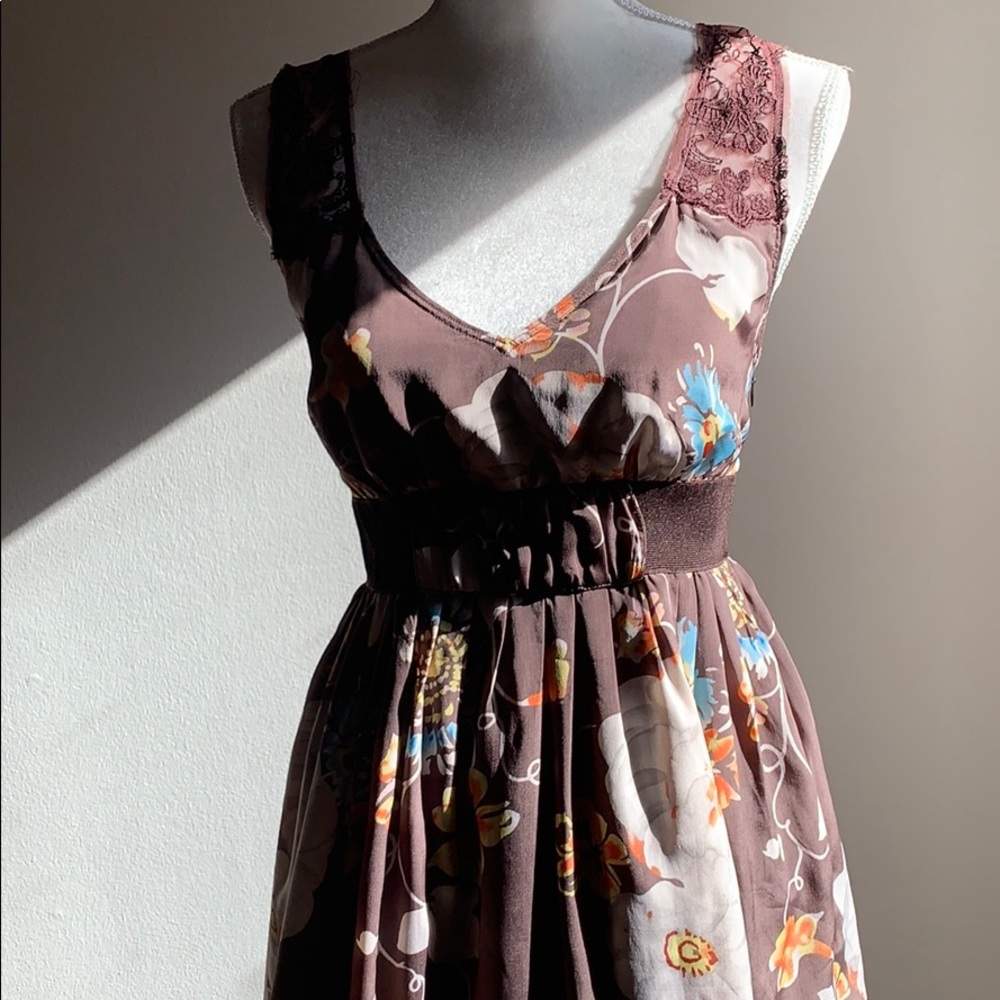Free People floral pattern fit and flair dress.